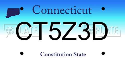 CT5Z3D Connecticut License Plate