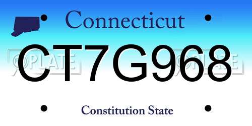 CT7G968 Connecticut License Plate