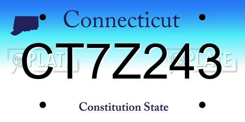 CT7Z243 Connecticut License Plate