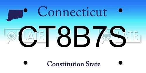 CT8B7S Connecticut License Plate