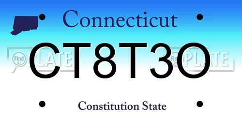 CT8T3O Connecticut License Plate
