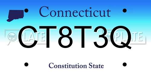 CT8T3Q Connecticut License Plate