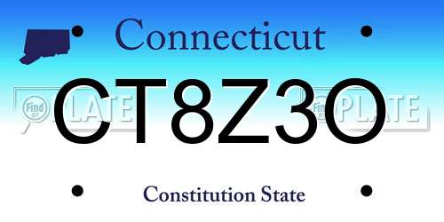 CT8Z3O Connecticut License Plate
