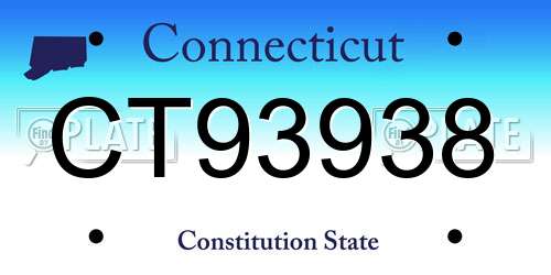 CT93938 Connecticut License Plate