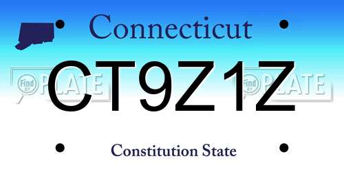 CT9Z1Z Connecticut License Plate