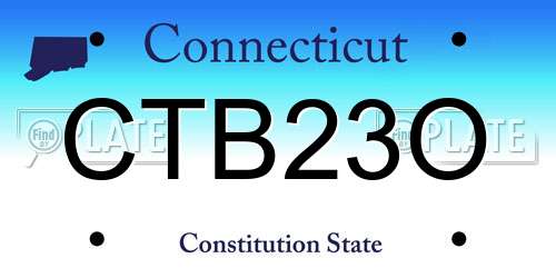 CTB23O Connecticut License Plate