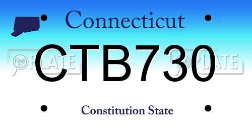CTB730 Connecticut License Plate