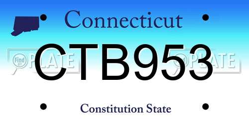CTB953 Connecticut License Plate