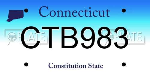 CTB983 Connecticut License Plate