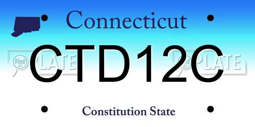 CTD12C Connecticut License Plate