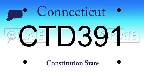 CTD391 Connecticut License Plate