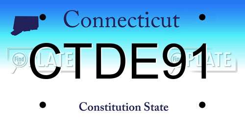 CTDE91 Connecticut License Plate