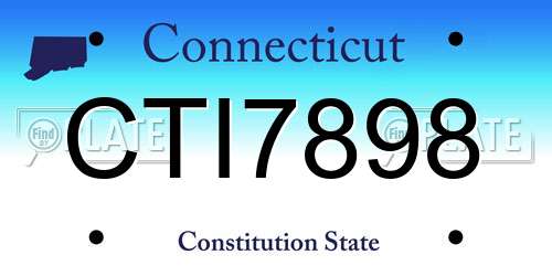 CTI7898 Connecticut License Plate