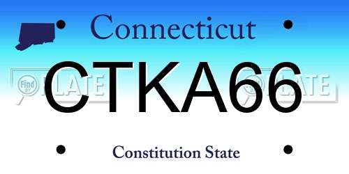CTKA66 Connecticut License Plate