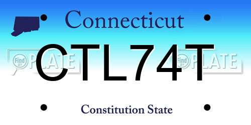 CTL74T Connecticut License Plate