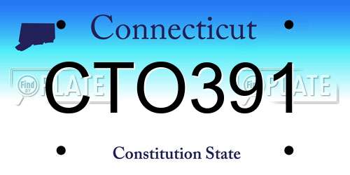 CTO391 Connecticut License Plate