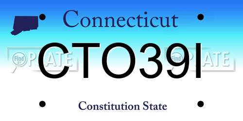 CTO39I Connecticut License Plate