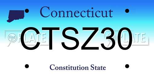 CTSZ30 Connecticut License Plate
