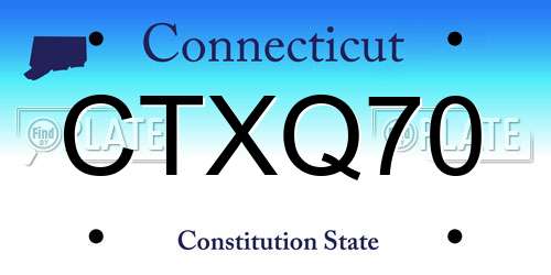 CTXQ70 Connecticut License Plate