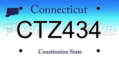 CTZ434 Connecticut License Plate