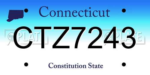 CTZ7243 Connecticut License Plate