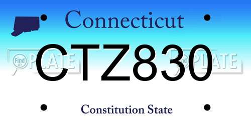 CTZ830 Connecticut License Plate