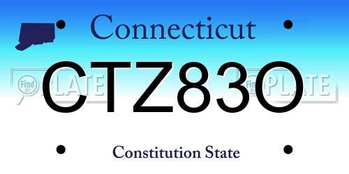 CTZ83O Connecticut License Plate