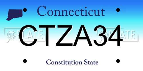 CTZA34 Connecticut License Plate