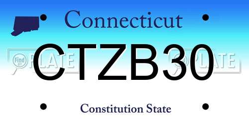 CTZB30 Connecticut License Plate