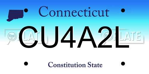 CU4A2L Connecticut License Plate