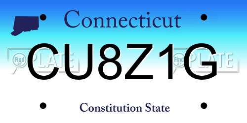 CU8Z1G Connecticut License Plate
