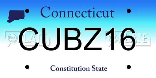 CUBZ16 Connecticut License Plate