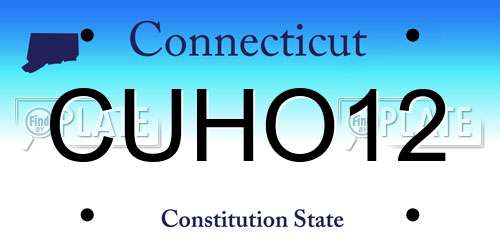 CUHO12 Connecticut License Plate