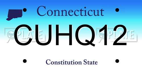 CUHQ12 Connecticut License Plate
