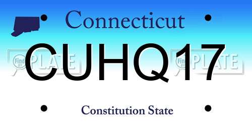 CUHQ17 Connecticut License Plate