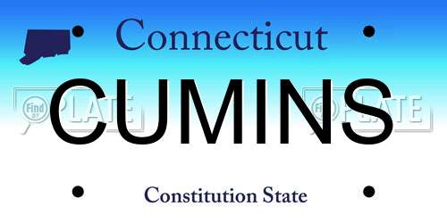 CUMINS Connecticut License Plate