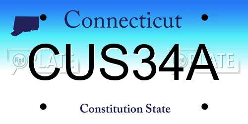 CUS34A Connecticut License Plate