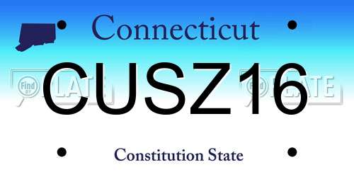 CUSZ16 Connecticut License Plate