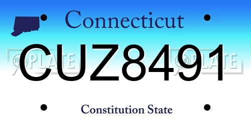 CUZ8491 Connecticut License Plate