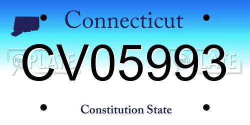 CV05993 Connecticut License Plate