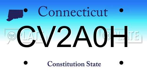 CV2A0H Connecticut License Plate