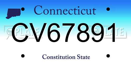 CV67891 Connecticut License Plate