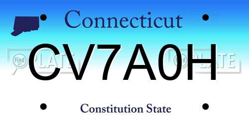 CV7A0H Connecticut License Plate