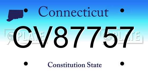 CV87757 Connecticut License Plate