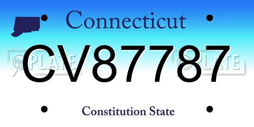 CV87787 Connecticut License Plate