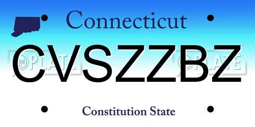 CVSZZBZ Connecticut License Plate