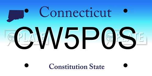 CW5P0S Connecticut License Plate
