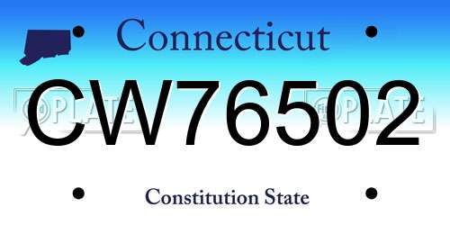 CW76502 Connecticut License Plate