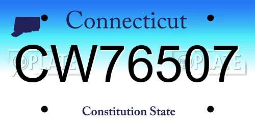 CW76507 Connecticut License Plate