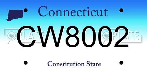CW8002 Connecticut License Plate